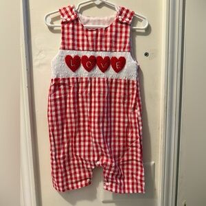 New Smocked Gingham Valentine’s Longalls